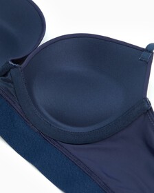 Embossed Icon Micro Push Up Plunge Bra, BLUE SHADOW, hi-res