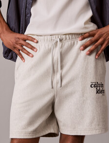 Embroidered Logo Jogger Shorts, Snowy Heather, hi-res