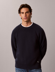 Wool Blend Ribbed Jumper, Dark Sapphire, hi-res
