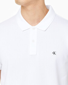 CK Logo Badge Slim Polo 衫, Bright White, hi-res