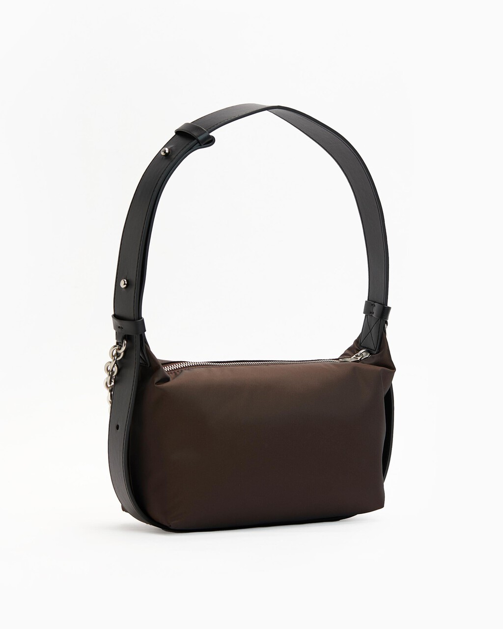 Nylon Chain Shoulder Bag 22Cm, DARK CHESTNUT, hi-res