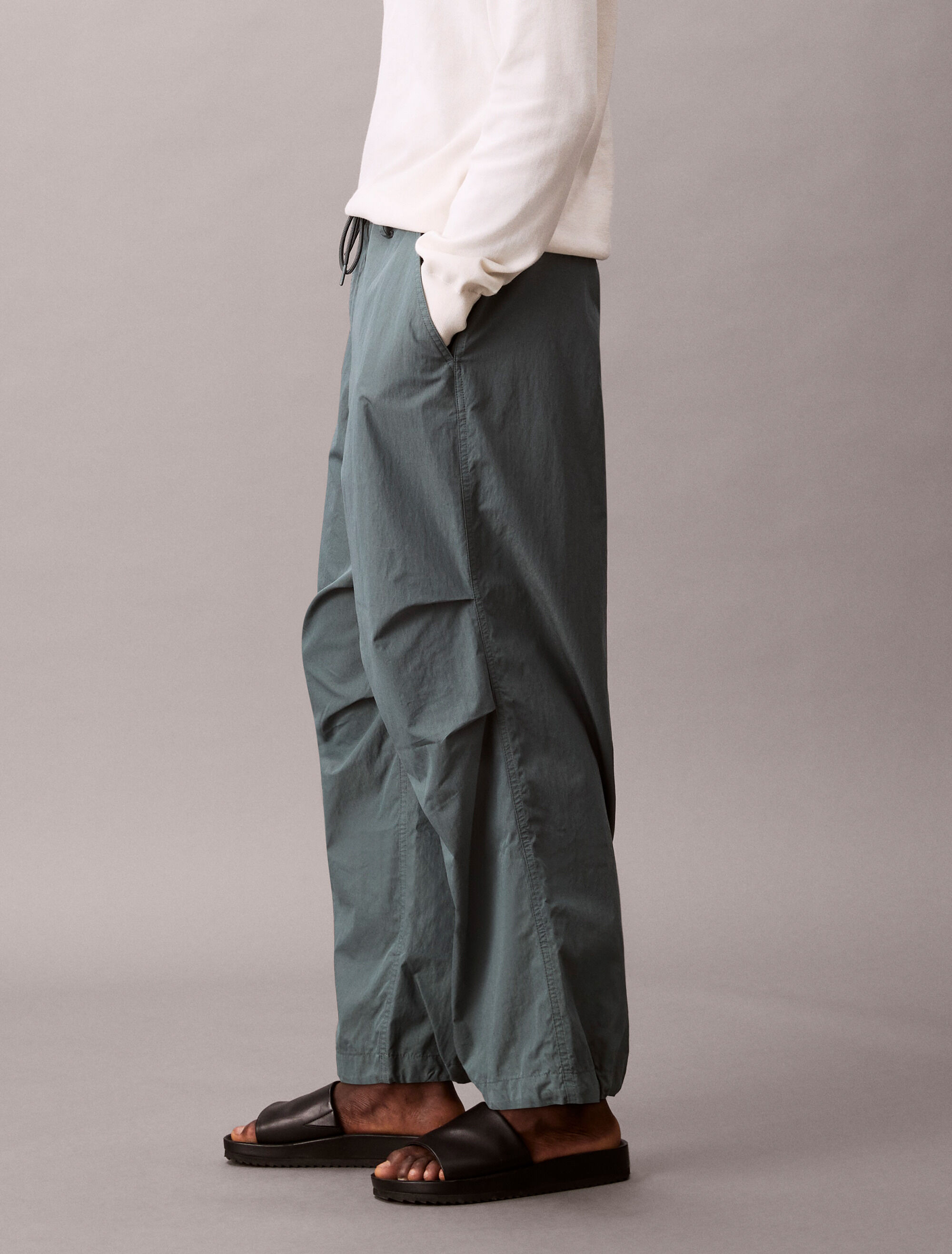 本日最終日 Nylon Drawstring Pants Wide-Leg Drawstring Nylon Pant [2100] | Japan Outdoor Living