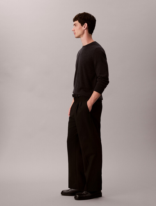 Wide Leg Pleated Viscose Pant