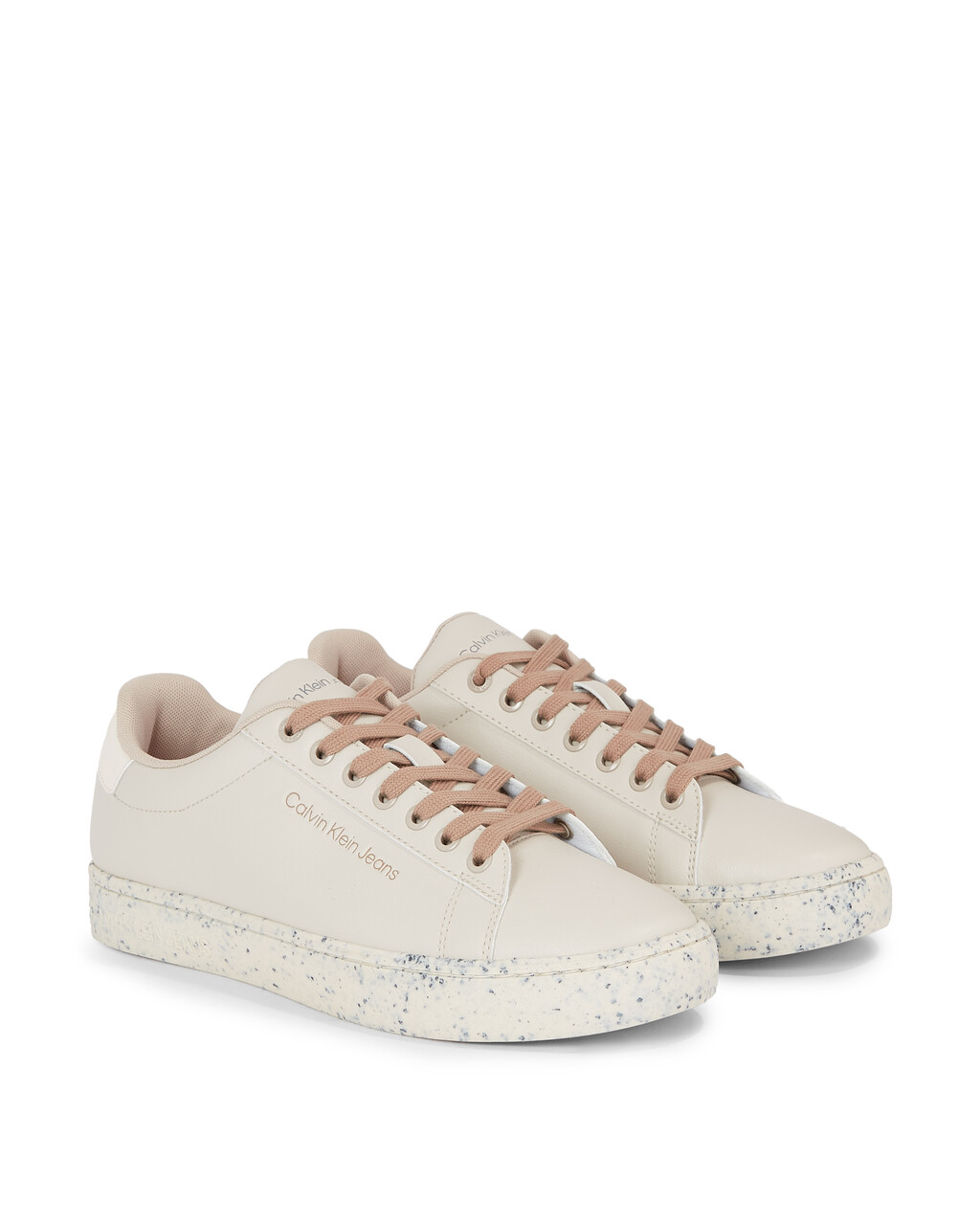Faux Leather Trainers, Eggshell/Travertine, hi-res
