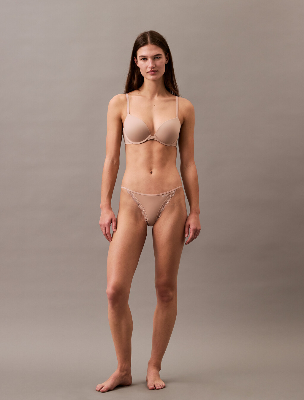 Microfiber Stretch with Lace String Bikini, Cedar, hi-res