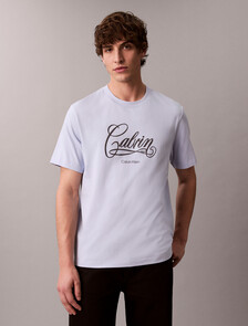 Script Logo Graphic Relaxed T-Shirt, Casual Blue, hi-res