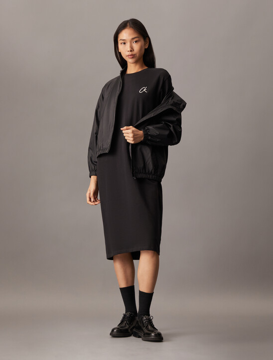 CK Embroidery Long T-Shirt Dress