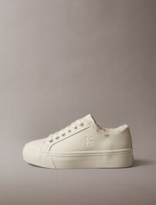 Leather Signature Platform Trainers, Marshmallow, hi-res