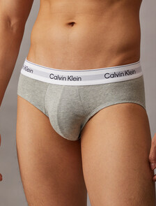 Icon Cotton 彈力低腰三角內褲 2 件套組, Grey Heather / Black, hi-res
