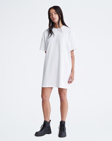 CK 標準圖案 T 裇連身裙, Brilliant White, hi-res