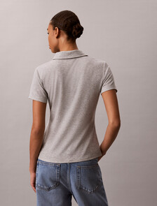 棉質萊賽爾垂墜感 Polo 衫, B10 Grey Heather, hi-res