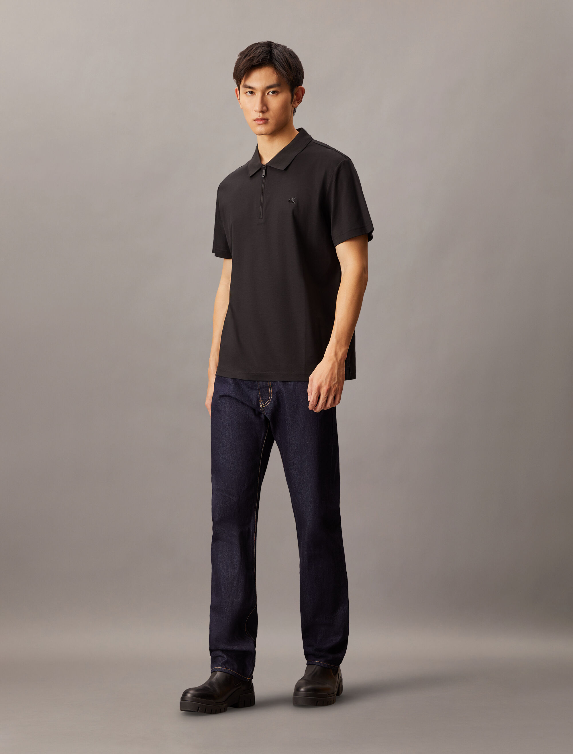 Smooth Cotton UV Protect Half Zip Pollo | black | Calvin