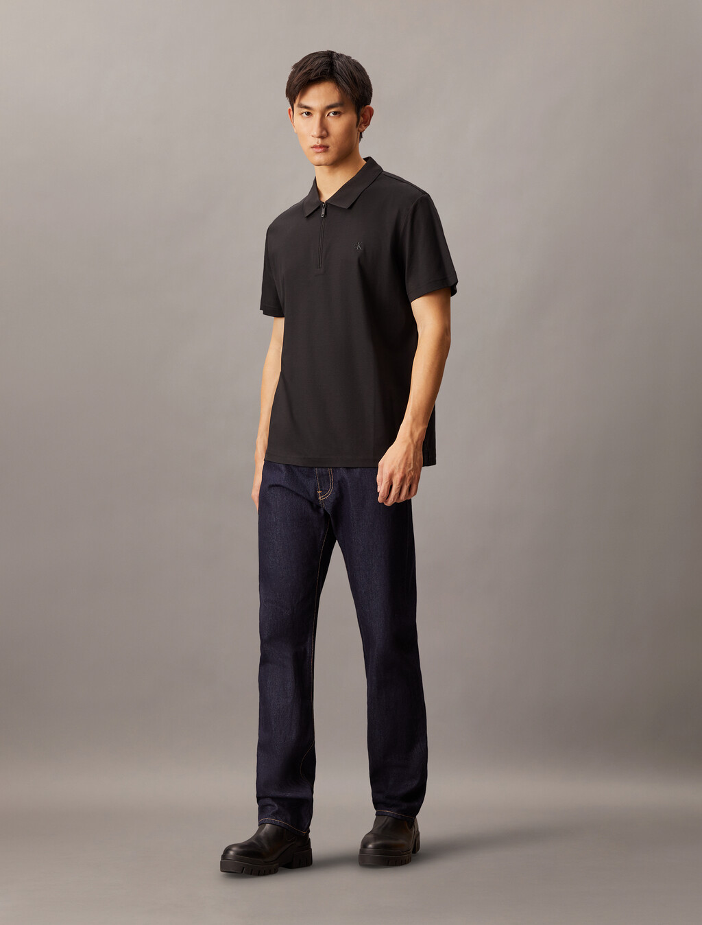 Smooth Cotton UV Protect Half Zip Pollo, Ck Black, hi-res