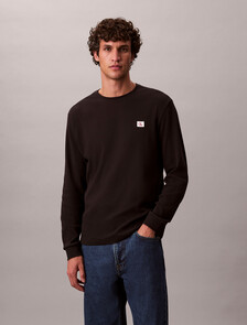 長袖華夫格 T 裇, Black, hi-res