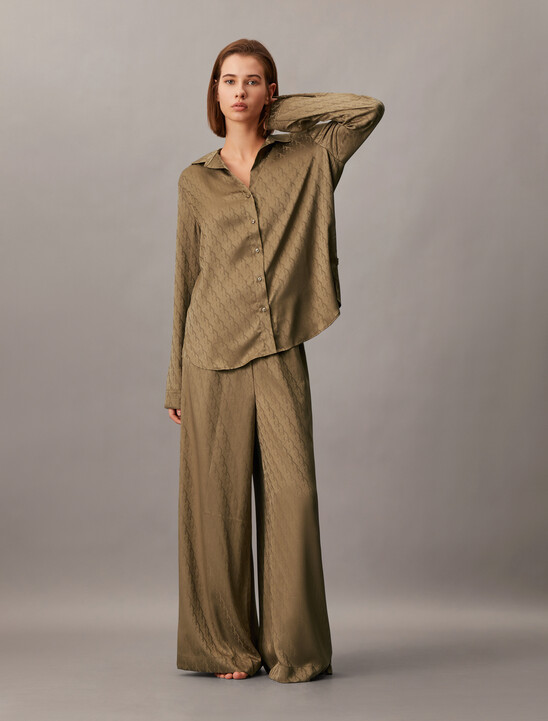Sensual Satin Monogram Jacquard Sleep Shirt