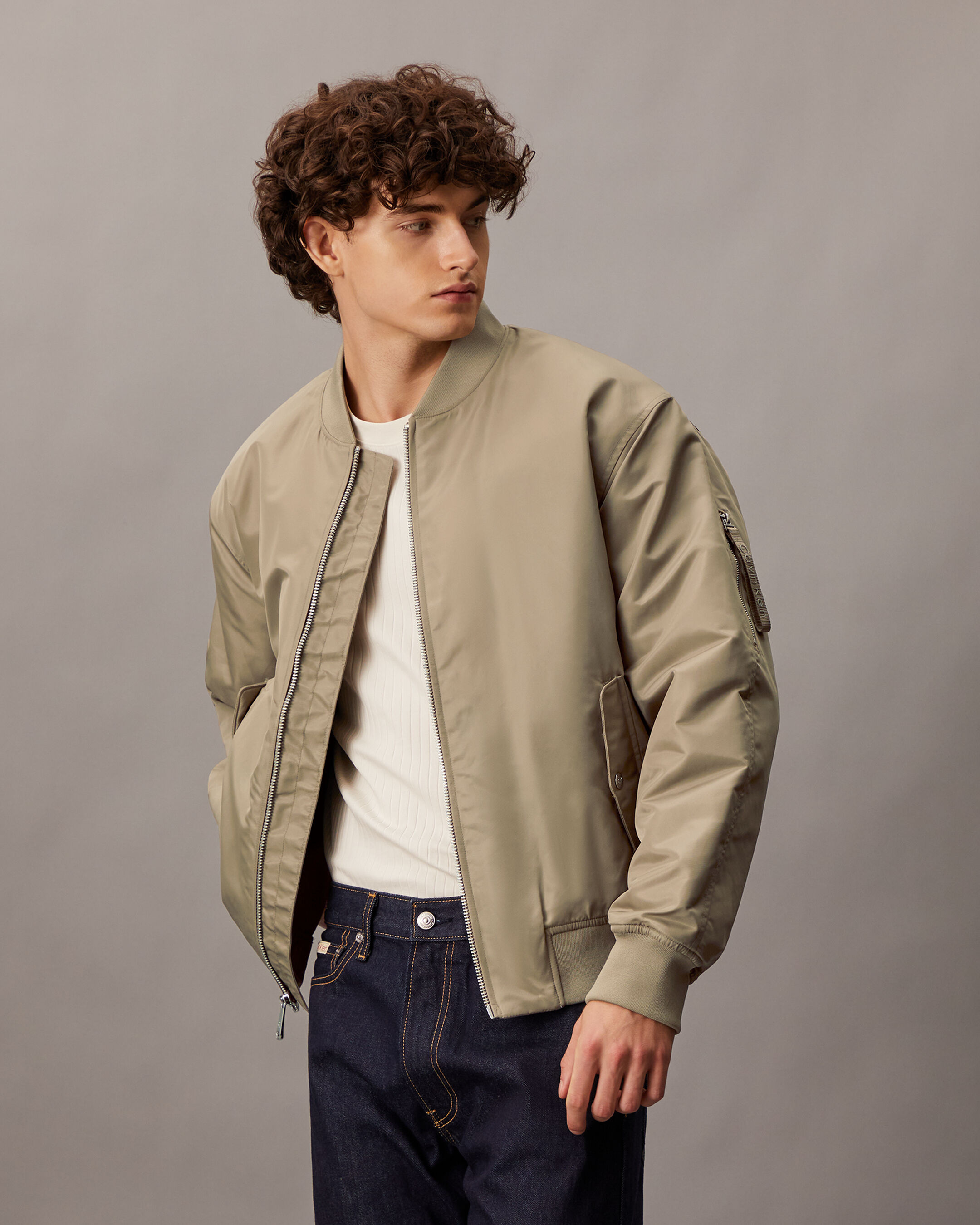 Padded Nylon Bomber Jacket brown Calvin Klein Hong Kong