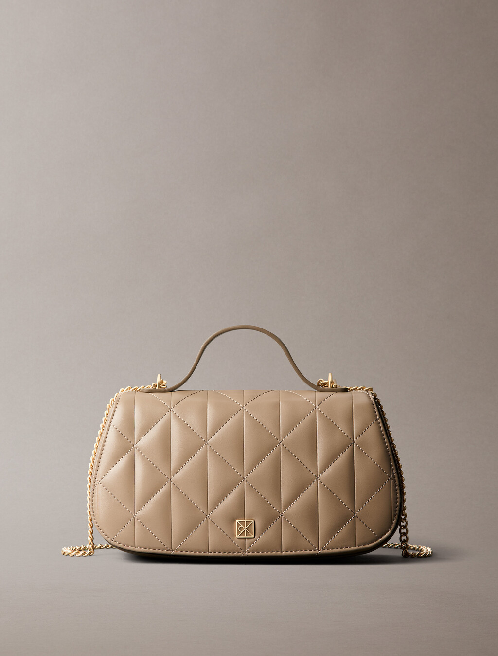 Quilted Emblem Logo Chain Bag, Desert Taupe, hi-res