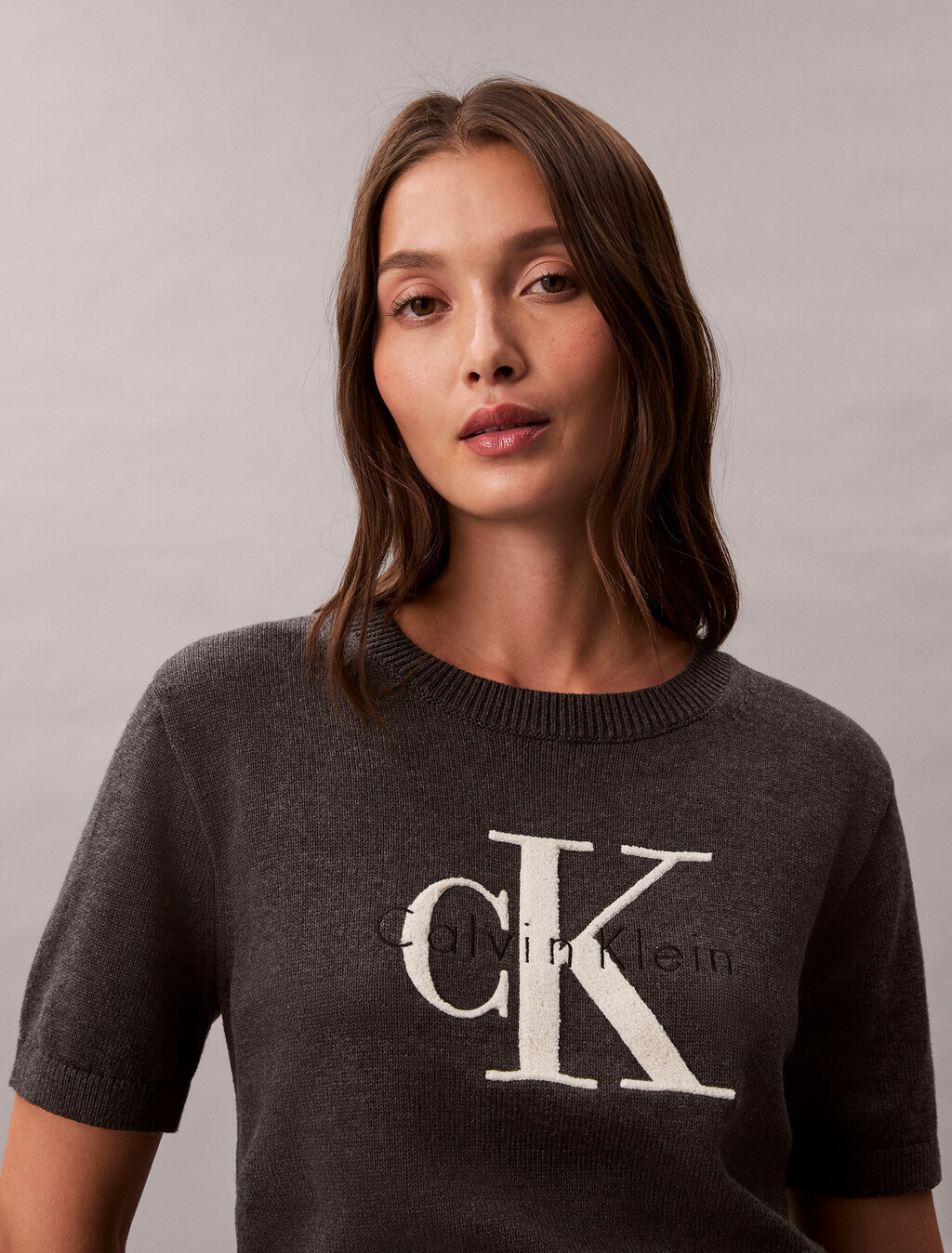 Monologo Cropped Jumper, B85 Charcoal Heather, hi-res