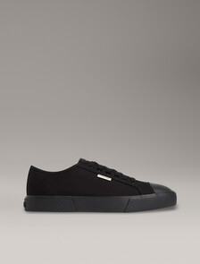 Alvaro - Cotton Canvas Logo Trainers, Triple Black/Honey, hi-res