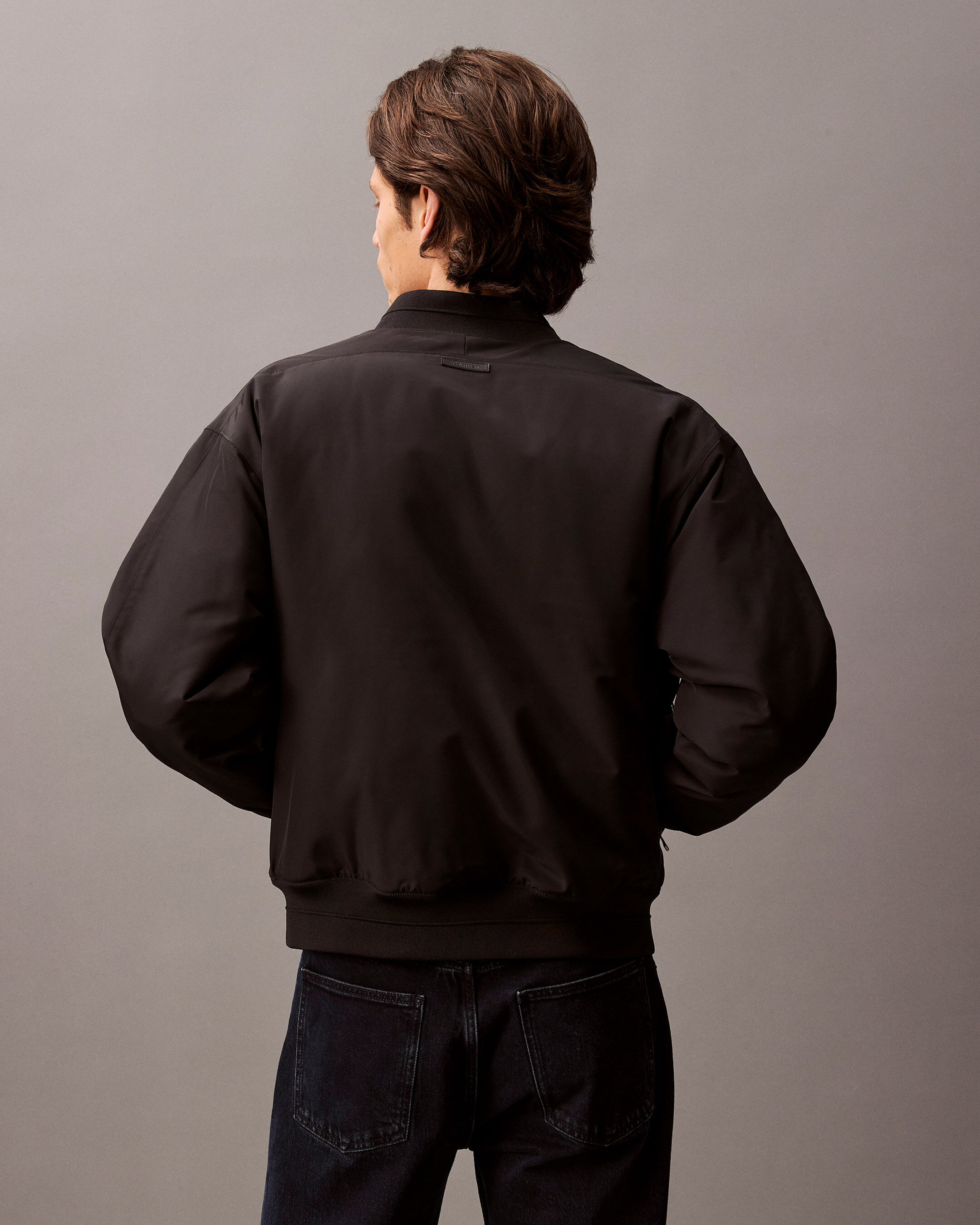 Matte black bomber jacket shop