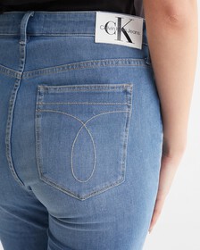 Ultimate Stretch High Rise Skinny Ankle Jeans, Bright Blue Embro Raw Hem, hi-res