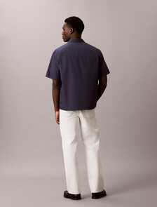 Washed Cotton Poplin Relaxed Shirt, Blue Nights, hi-res