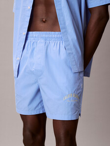Cotton Crest Logo Pyjama Shorts, SLIM STRIPE BLUE DESCENT, hi-res