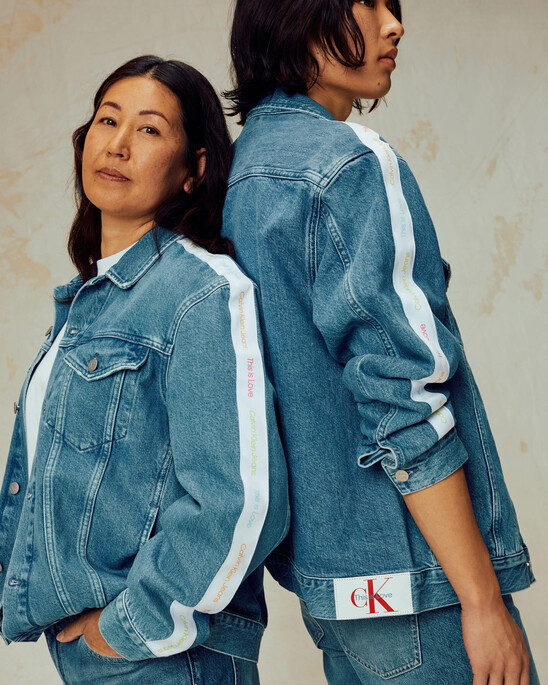 PRIDE LOGO TAPE DENIM TRUCKER JACKET