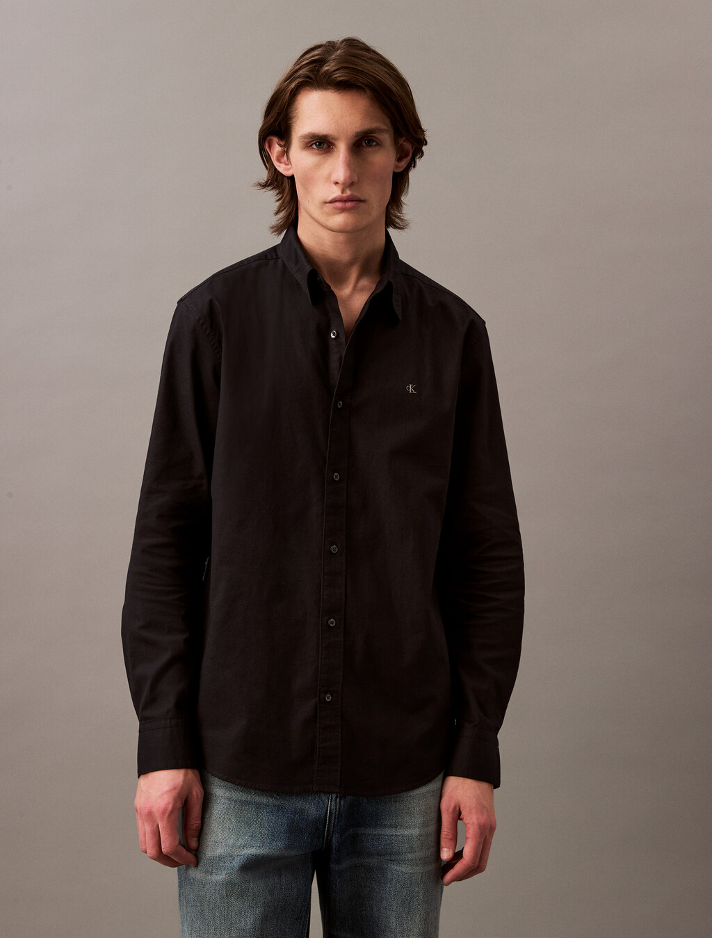 Solid Classic Oxford Button-Down Shirt, Black, hi-res