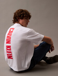 Calvin Klein 標誌印花 T 恤, Brilliant White, hi-res