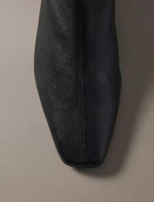 Leather Kitten Heel Ankle Boots, Triple Black, hi-res