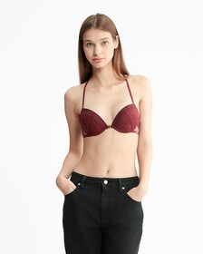 Ck Black Vintage Lace Push Up Plunge Bra, Tawny Port, hi-res