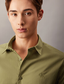 Essentials Monogram Slim Shirt, Gothic Olive, hi-res