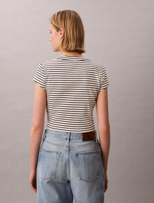 Slim Ribbed Stripe T-shirt, CSW25S K004 3 Black, hi-res