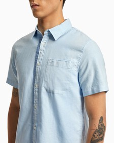 COTTON HEMP SUMMER SHIRT, Chambray Blue, hi-res