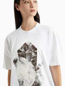 Modern Metals 菱形圖案寬鬆 T 恤, Bright White, hi-res