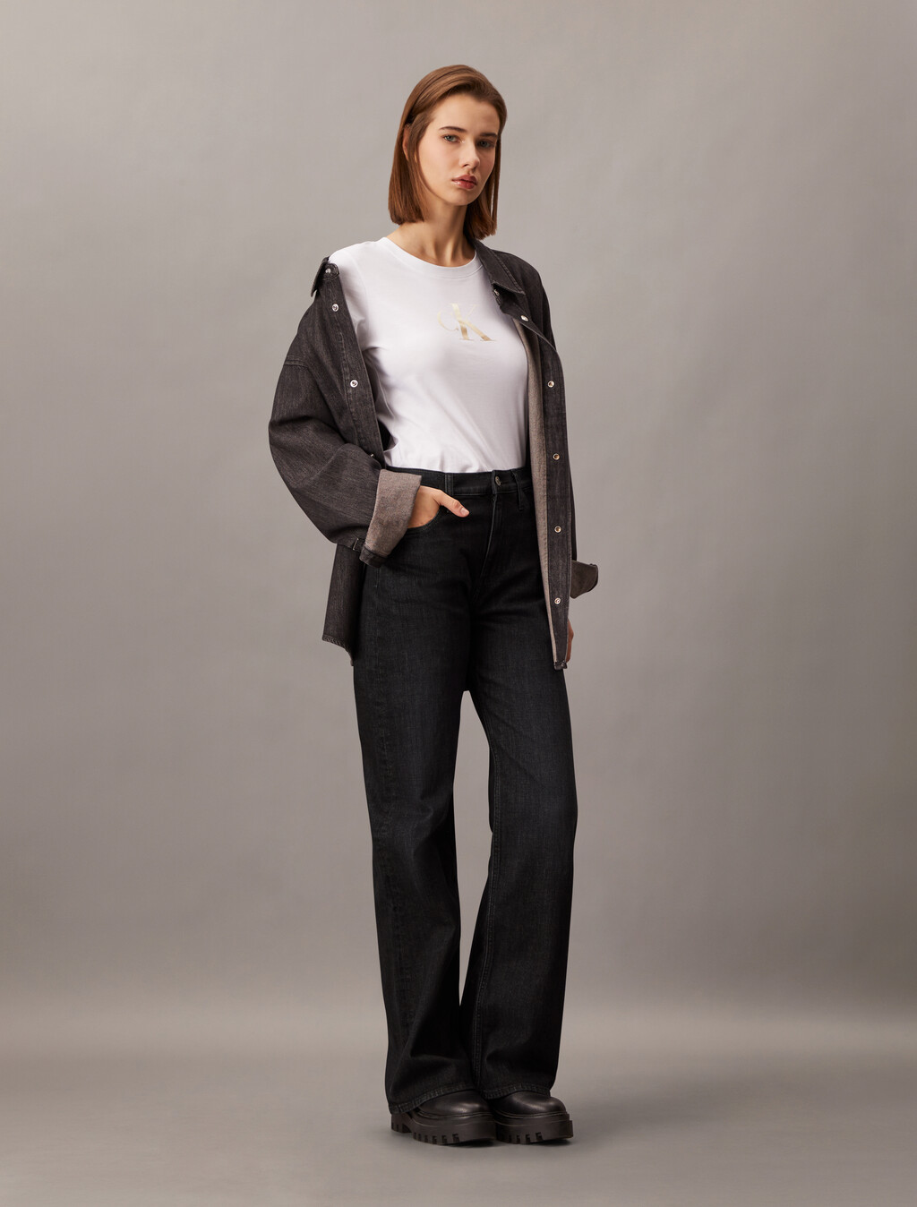 Italian High Rise Wide Leg Jeans, Denim Black, hi-res