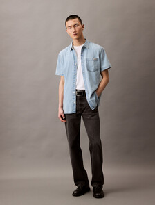 CK Light Indigo Short Sleeve Denim Shirt, CK LT INDIGO, hi-res