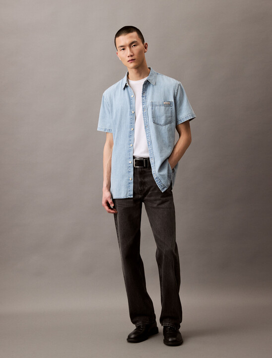CK Light Indigo Short Sleeve Denim Shirt
