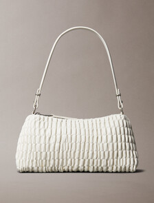 Ruched Shoulder Bag, Chalk, hi-res