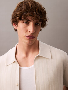 Jacquard Mesh Short Sleeve Shirt, Silver Birch, hi-res