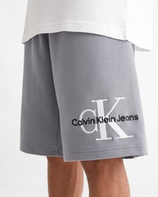 PREMIUM ESSENTIALS MONOLOGO OTTOMAN RIB-KNIT SHORTS, Overcast Grey, hi-res