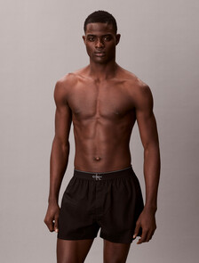 CK X Cotton Monogram 修身四角內褲, Black, hi-res