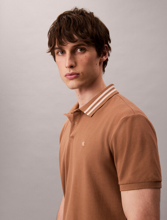 Monogram Logo Pique Tipped Classic Polo Shirt