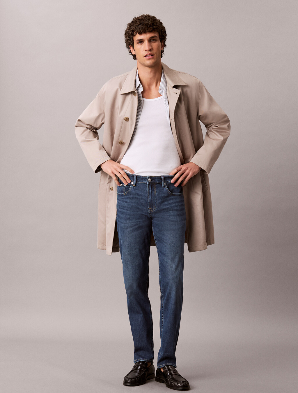 深色水洗 Body 窄腳牛仔褲, DENIM DARK, hi-res