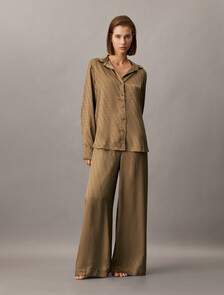 Sensual Satin 緞面 Monogram 提花寬筒長褲, 18345 HOLIDAY SHINE+SOFT MOCHA, hi-res