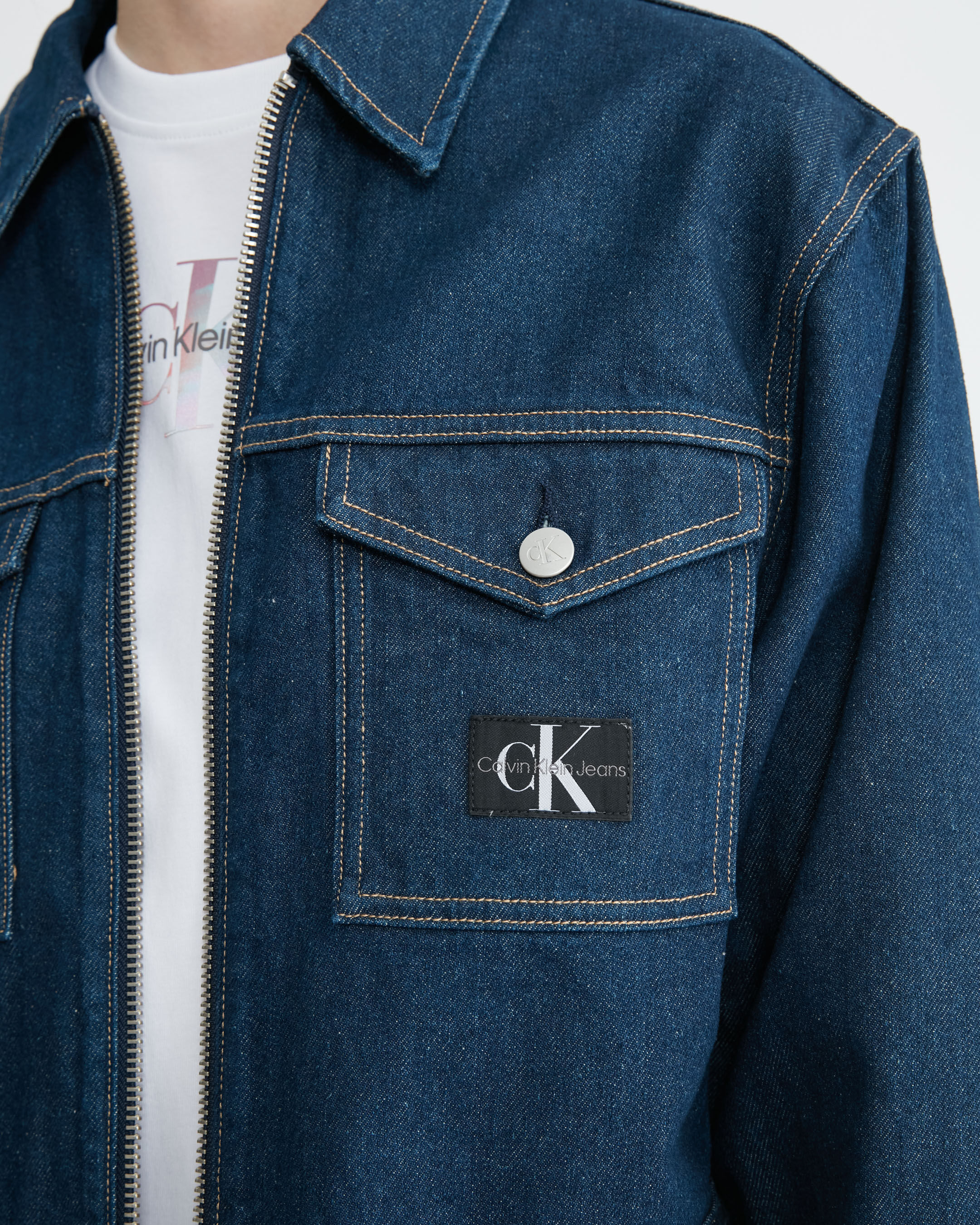 Calvin klein patch denim jacket online