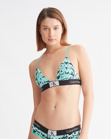 CALVIN KLEIN 1996 薄墊三角胸圍, LAYERED WAVY LOGO PRINT+FRESH PEPPERMINT, hi-res