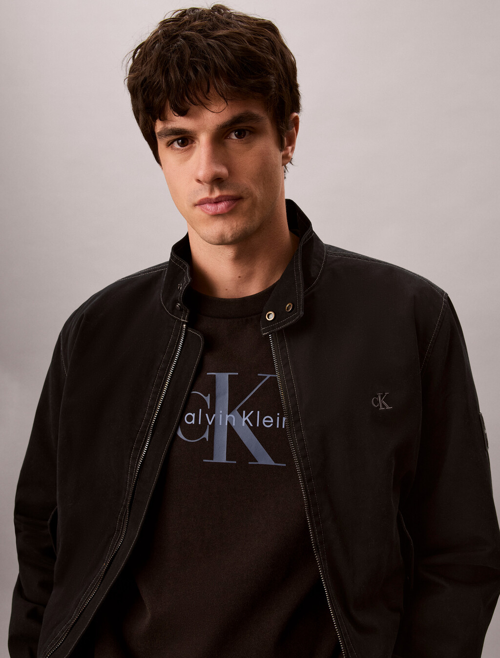 Washed Cotton Monogram T-shirt, Black, hi-res