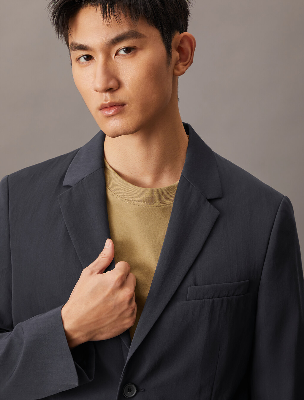 Wool Blend Single Breasted Blazer, Dark Sapphire, hi-res
